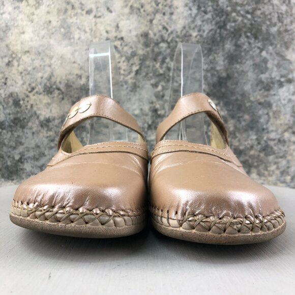 5 Zones Women's Size 41 Sabots Iridescent Pink Leather Closed Toe Slip On Mules - Picture 2 of 16